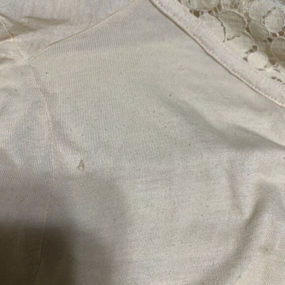 Ella Moss Womens Solid Ivory V Neck Short Sleeve Lace Top Xs - Picture 4 of 4